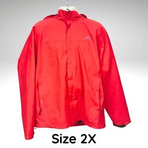 OTU Men’s Lightweight Waterproof Hooded Rain Jacket – Red – Size 2X